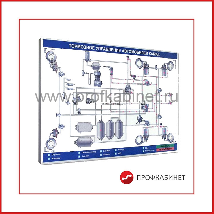 Обучающий светодинамический стенд-планшет "Тормозное управление автомобиля КАМАЗ"